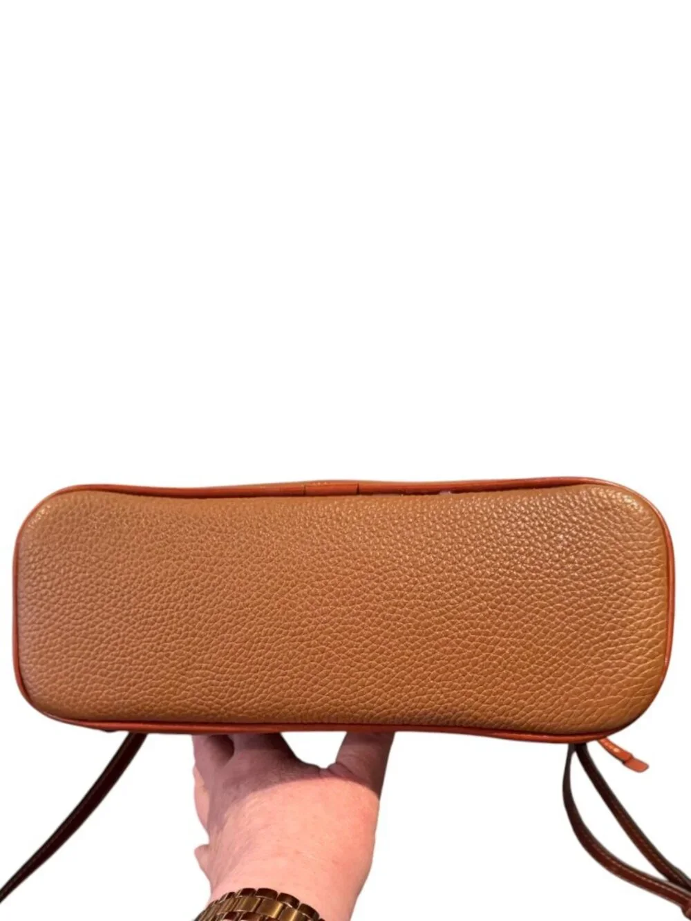 Dooney & Bourke Pebble Grain Leather Crossbody Bag Cognac Letter Carrier EUC